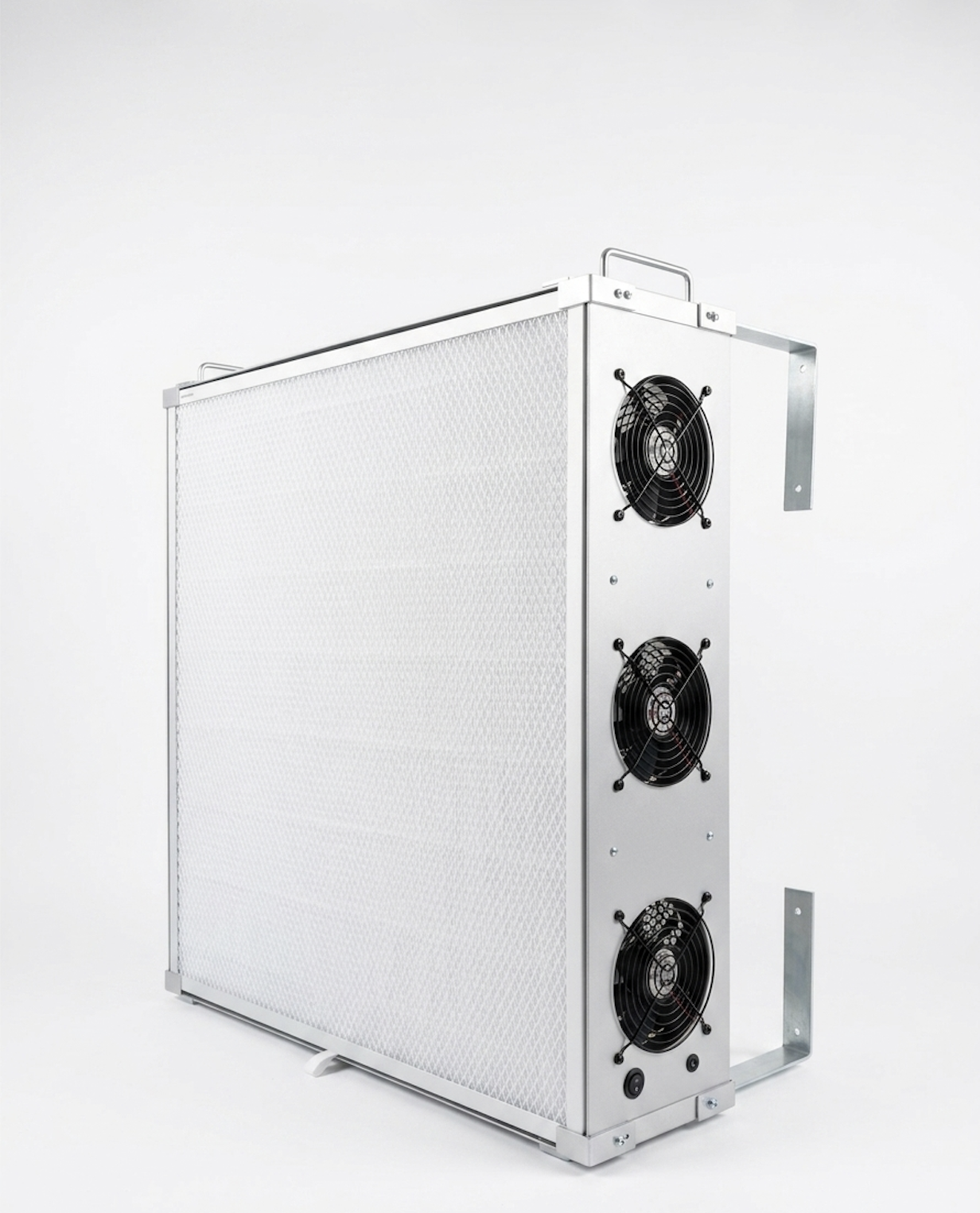 The Smart Air SA700 air cleaner, showing its slim filter body and three computer fans
